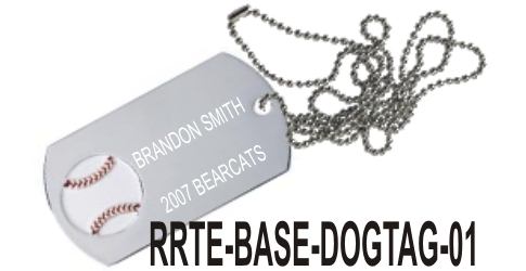 baseball dog tag with neck chain