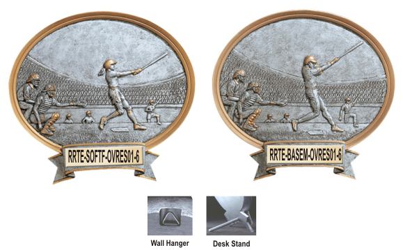 baseball or softball oval resin trophy