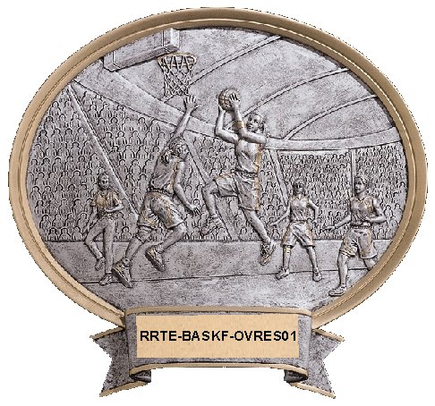 basketball trophy - female oval resin, large image