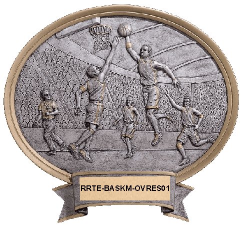 basketball trophy - male oval resin, large image