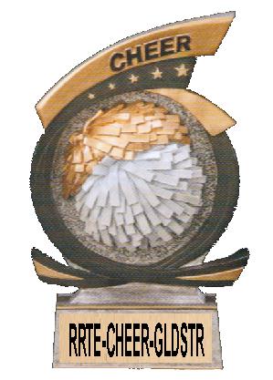 cheerleader trophy - gold star pom-pom, large image