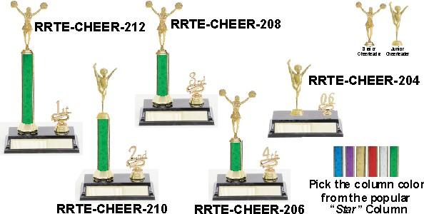 cheerleader trophies with placement trim