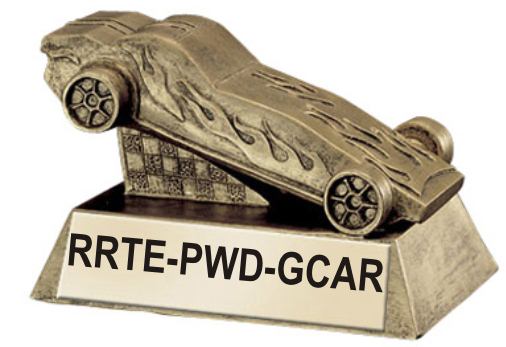 gold tone resin pinewood derby trophy - large picture