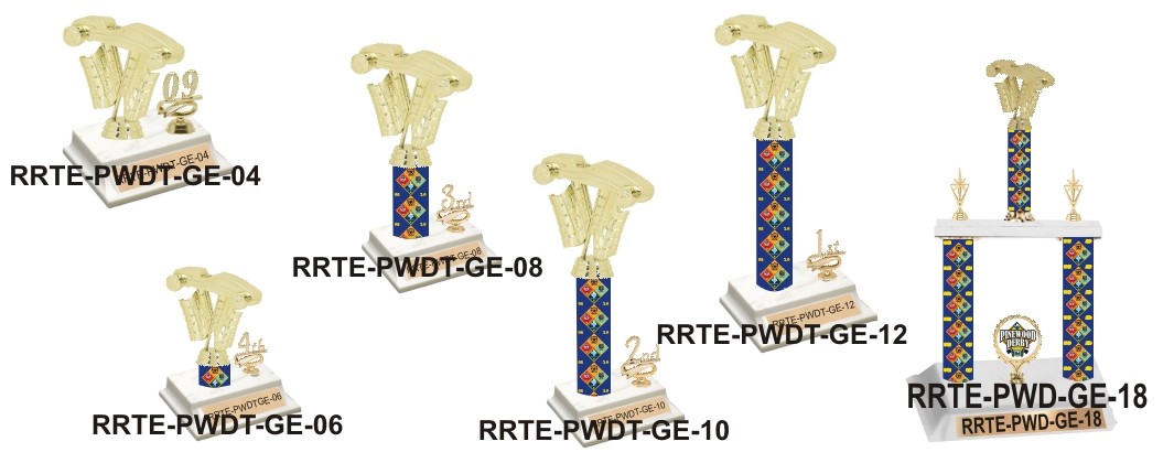 Pinewood Derby trophies with placement trim - large view