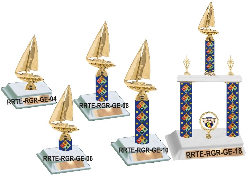 Raingutter Regatta trophies with Cub Scout themed columns