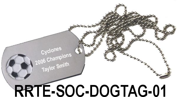 soccer dog tage with neck chain