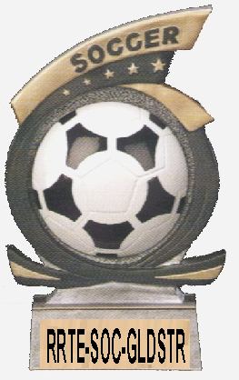 soccer trophy - gold tone ball and shoe, large image