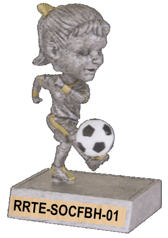 female soccer trophy - bobblehead, large image