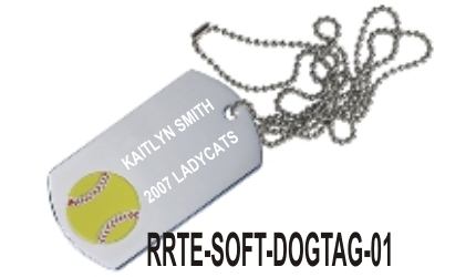 softball dog tag with neck chain