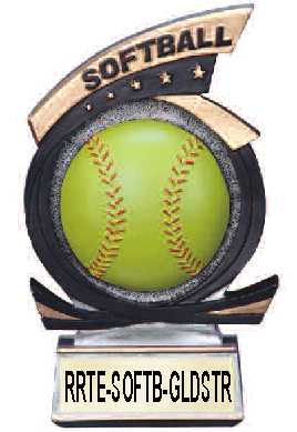 softball trophy - gold tone softball, large image