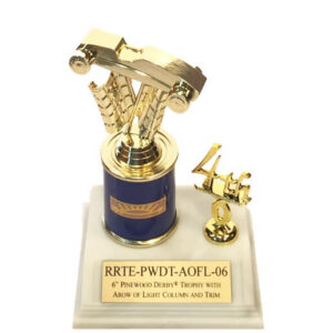 6" Pinewood Derby® trophy with Arrow of Light column and trim