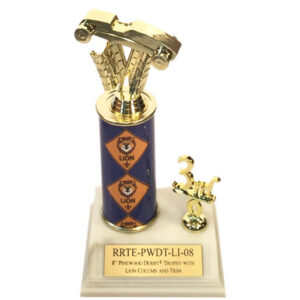8" Pinewood Derby® trophy with Lion column and trim
