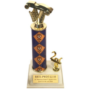 10" Pinewood Derby® trophy with Lion column and trim