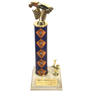 12" Pinewood Derby® trophy with Lion column and trim