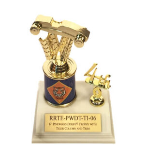 6" Pinewood Derby® trophy with Tiger column and trim