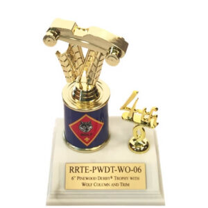 6" Pinewood Derby® trophy with Wolf column and trim