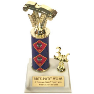 8" Pinewood Derby® trophy with Wolf column and trim