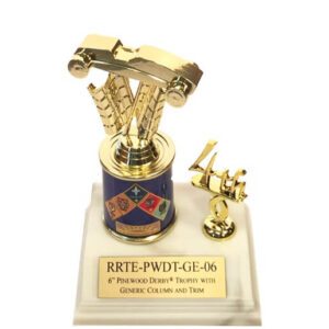 6" Pinewood Derby® trophy with Generic Scout column and trim